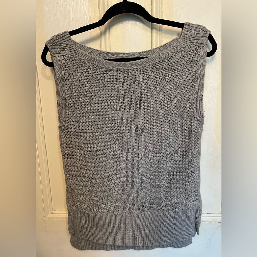 Banana Republic Sleeveless Grey Knit Boat Neck Sweater Medium